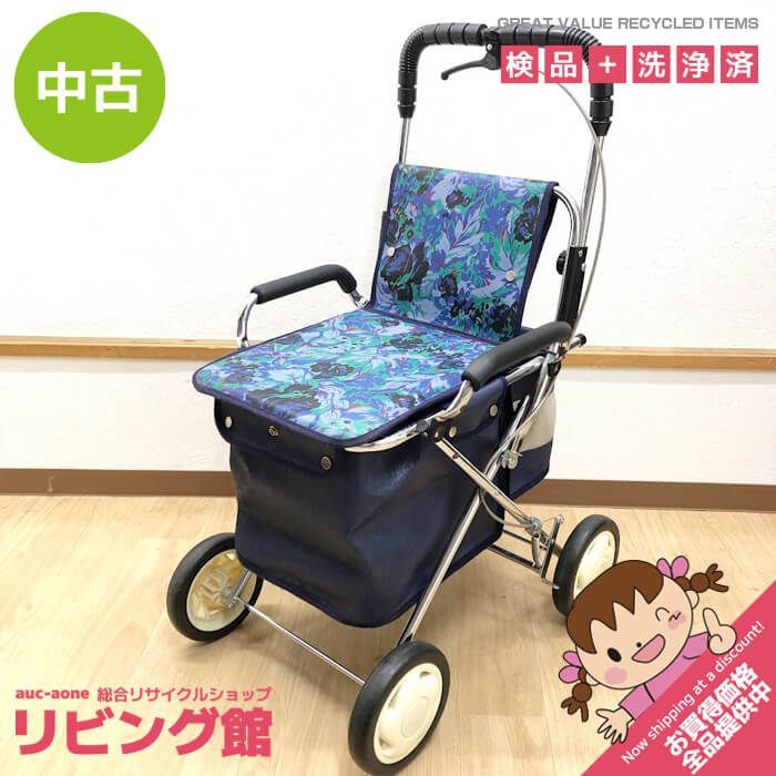 未使用品　花柄シルバーカー ネイビー 4輪 楽天市場】花柄（カート・シルバーカー｜移動・歩行支援用品