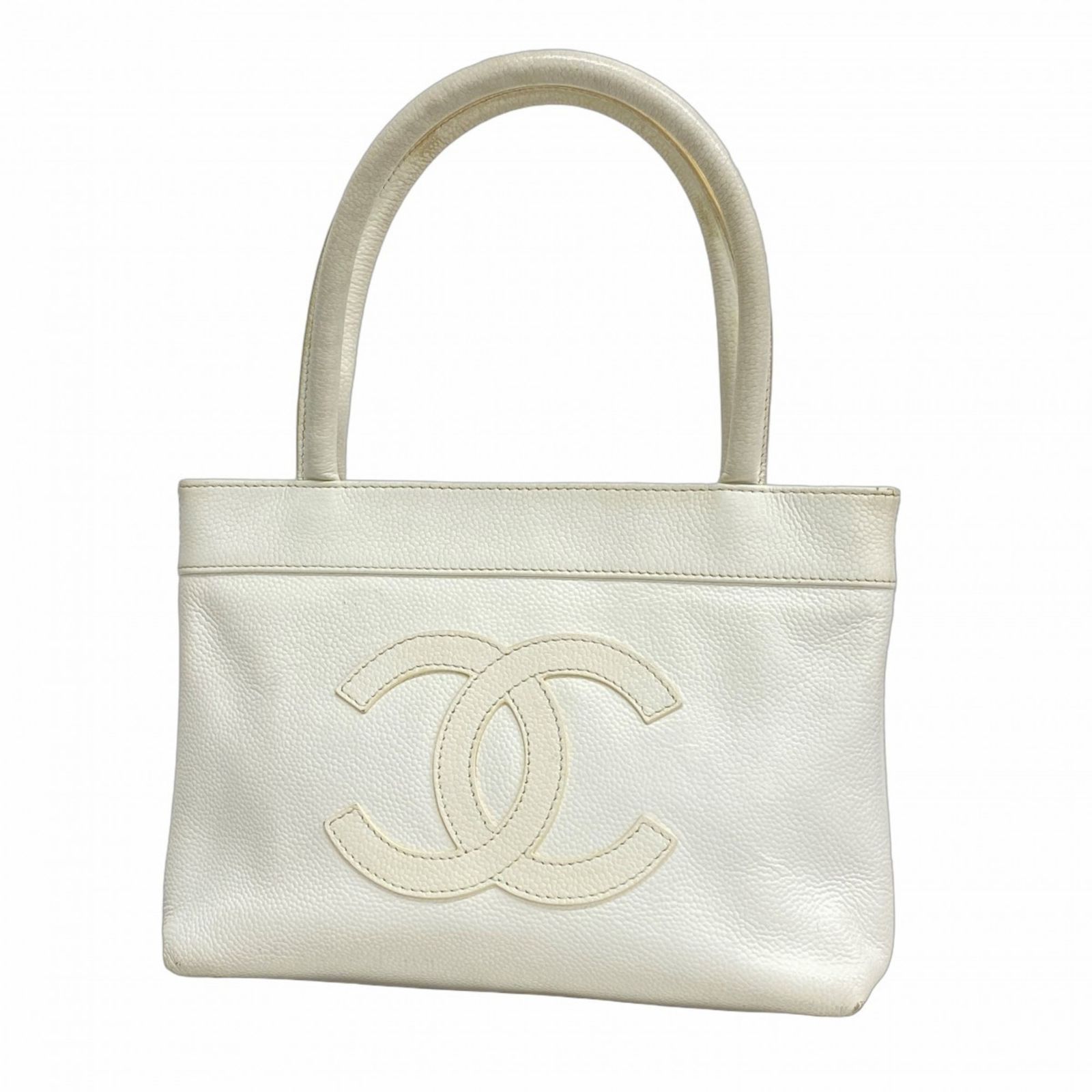 シャネル Chanel シャネル ハンドバッグ キャビアスキン ホワイト レディース P1439705
