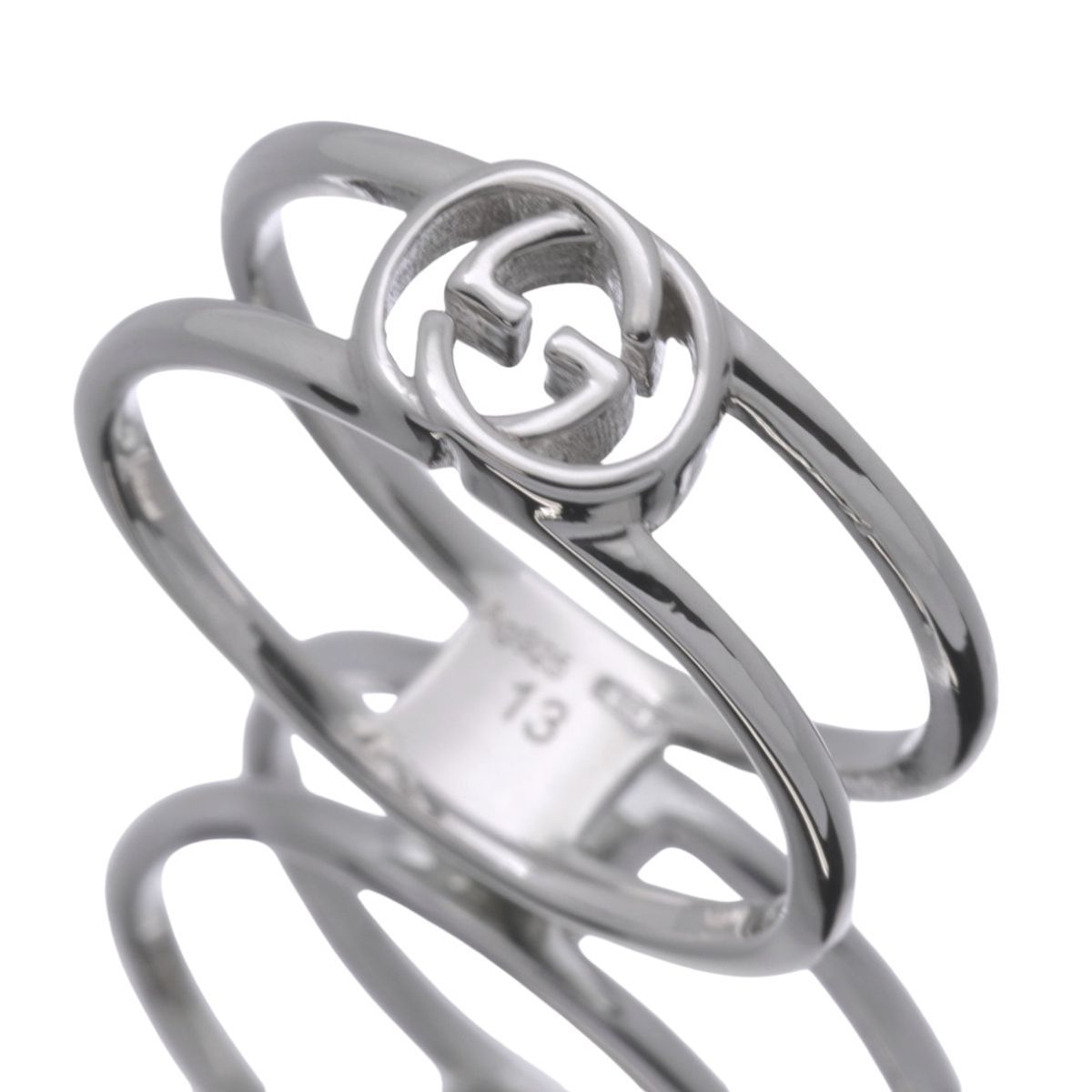 グッチ GUCCI リング 指輪 インターロッキングG オープンバンドリング Ag925 シルバー ♯13 12号 レディース 女性 メンズ 男性