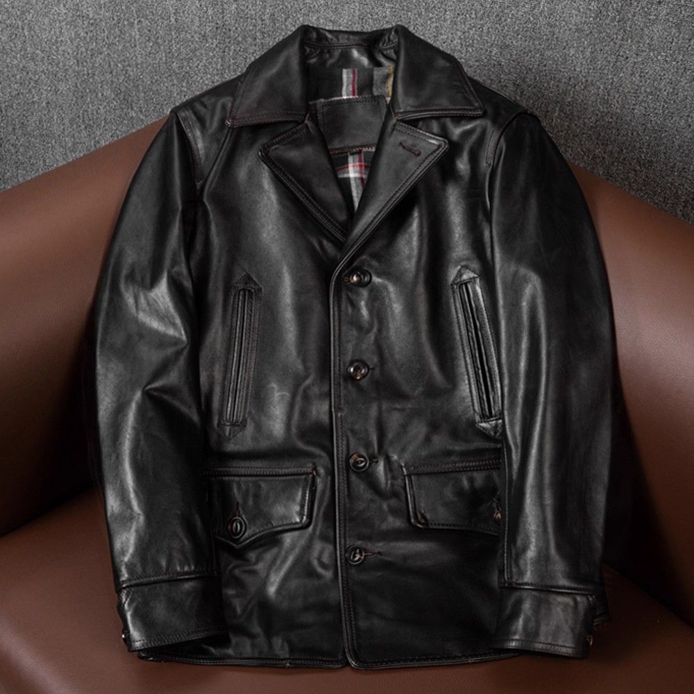 ♥ h メンズ 本革 レザージャケット 馬革 オイルワックス加工 ヴィンテージ感 西服風 翻領 ジャケット カジュアル ビジネス 大きいサイズ S-5XL