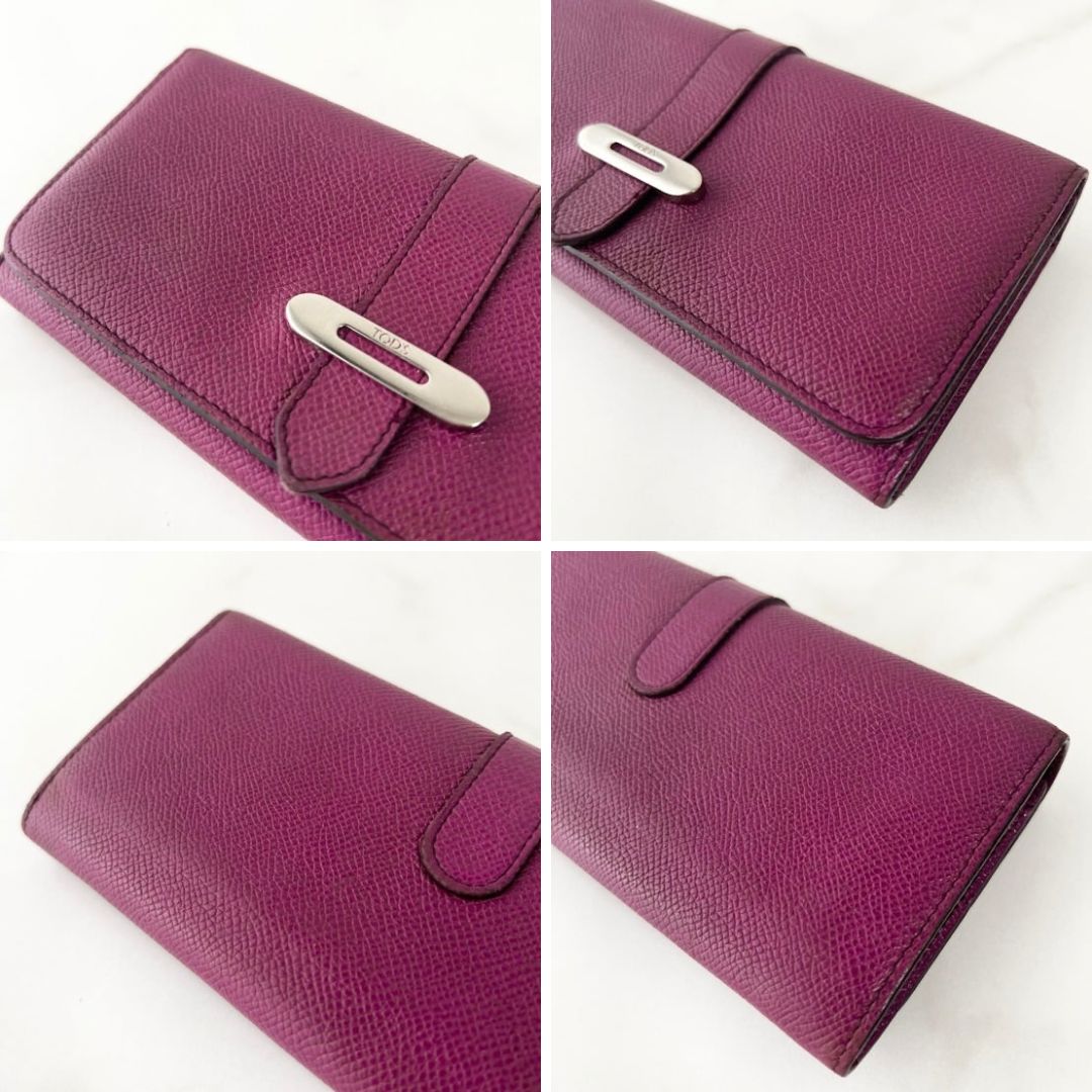 トッズ TODS TOD'S 財布 長財布 紫 パープル ピンクパープル