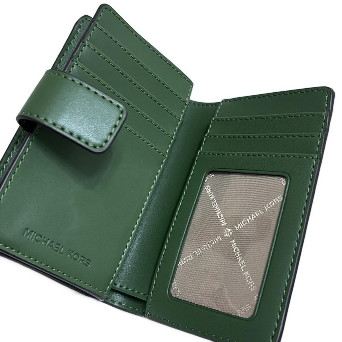 マイケルコース☆新品☆レザー ミディアム 二つ折り財布/グリーン 濃い緑 マイケルコース MICHAEL KORS 財布 （グリーン） -アウトレット