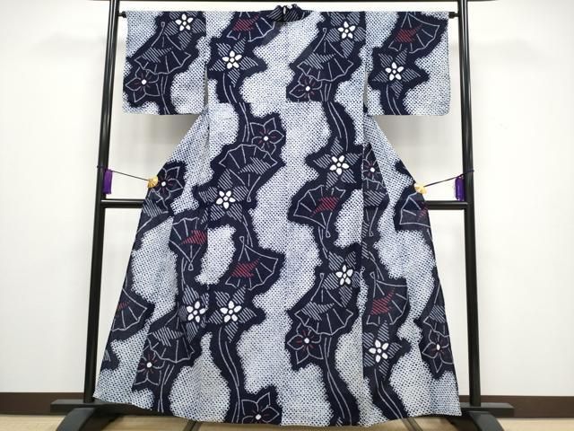 平和屋着物 上 夏物 浴衣 有松鳴海絞り 桧扇花文 綿 CYAA3250s5
