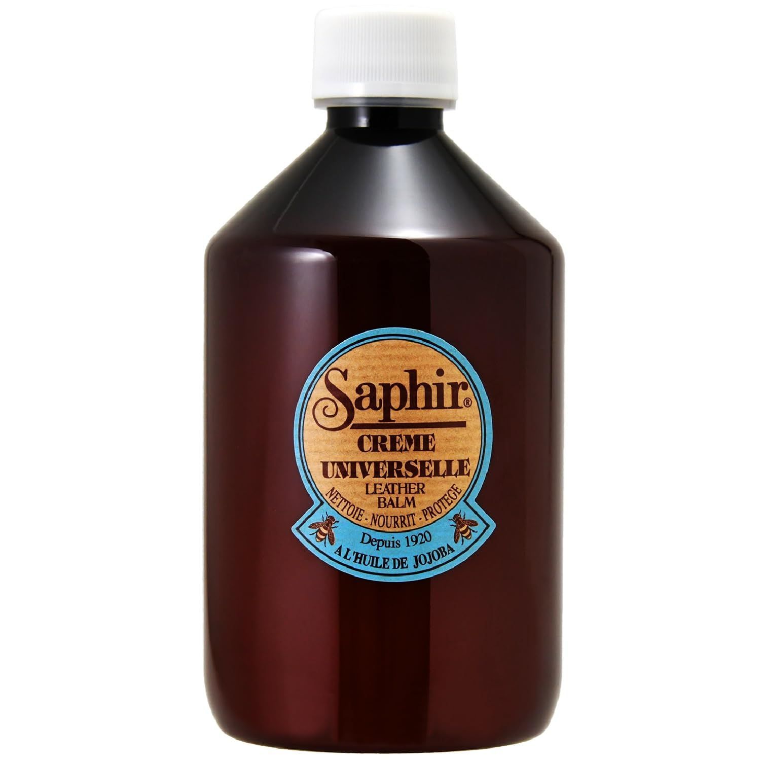 新品 [サフィール ブルー] 大容量でお得 ユニバーサル レザーローション 500ml 保湿 ツヤ 汚れ落とし 靴磨き バッグ 無色 レザークリーム クリア