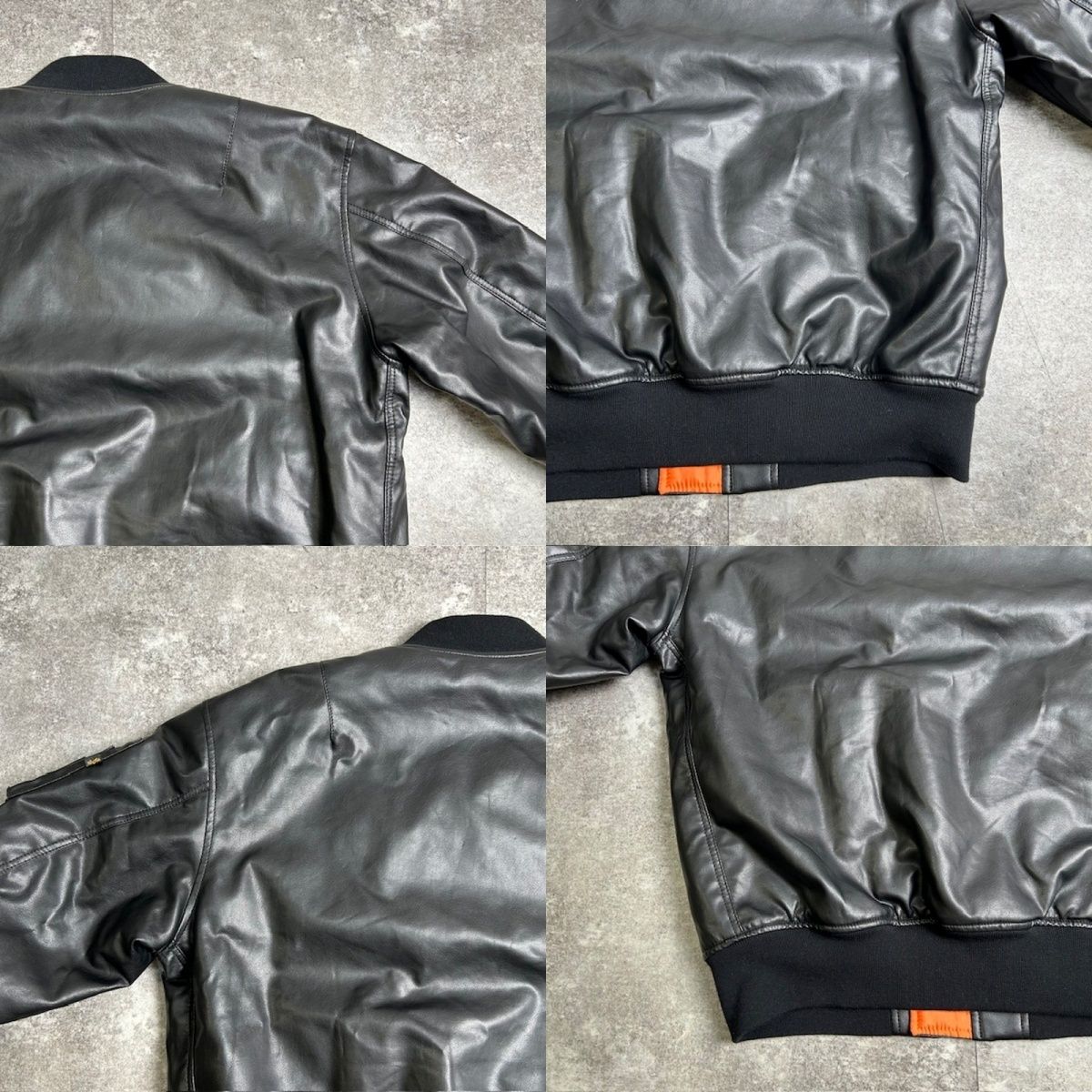 ALPHA INDUSTRIES MA-1レザージャケットGENUINE Alpha Industries ALPHA アルファ TA1615 MA-1 フェイクレザーMA