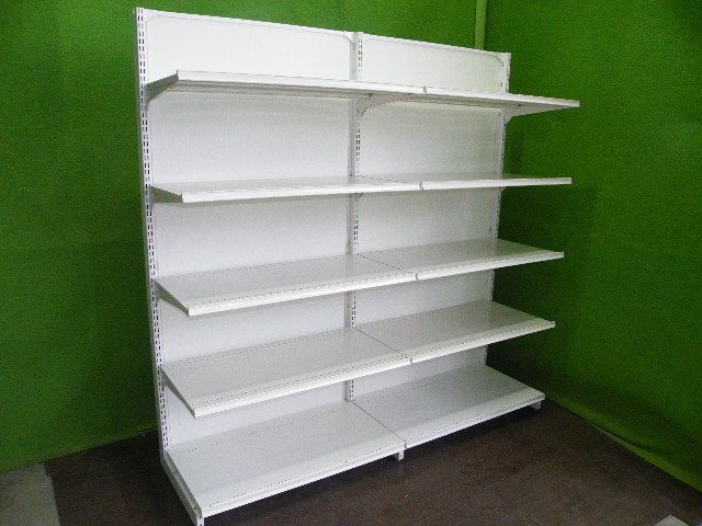 コクヨ製 H180cm×W90cm ２連結片面４段什器 キックプレート無し 陳列棚 システム什器 S-634