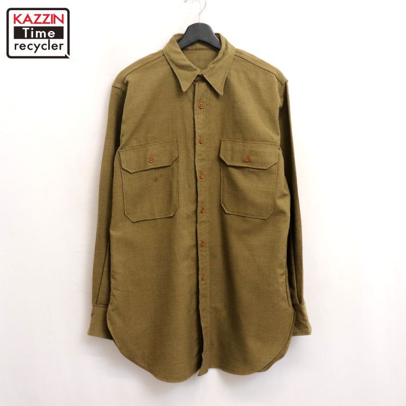 40s USA製 vintage U.S.ARMY ウール ミリタリーシャツ メンズ L