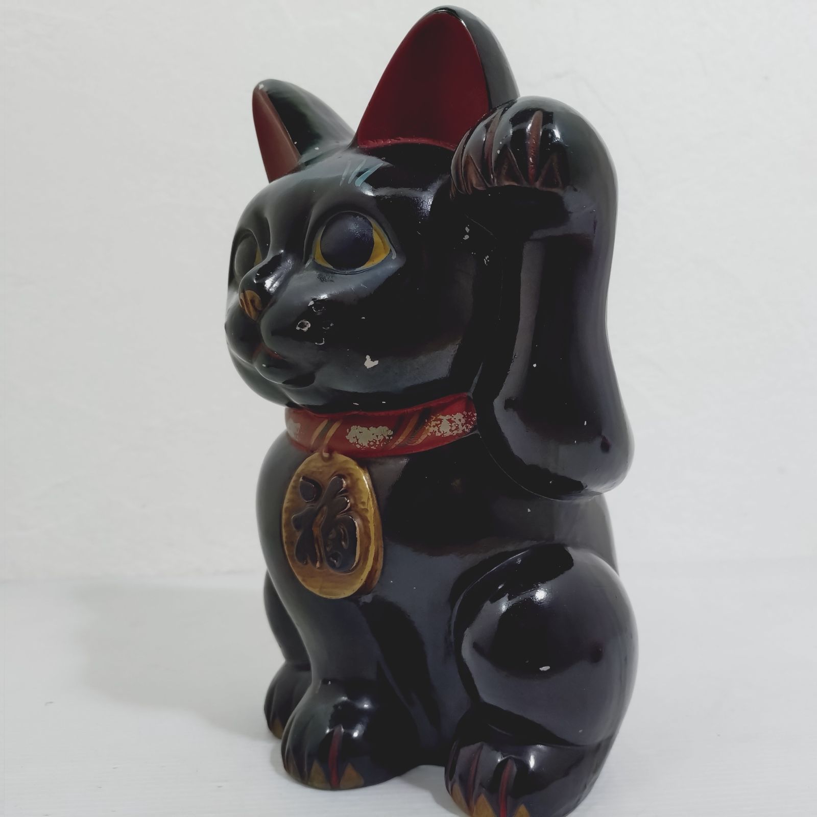 黒猫 招き猫 貯金箱 当時物 招き猫 昭和レトロ 商売繁盛 開運 縁起物