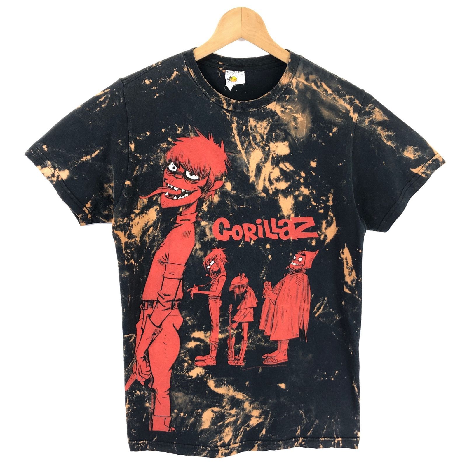 ゴリラズ Gorillaz バンドTシャツ ブリーチ加工 黒 M 古着 - メルカリ