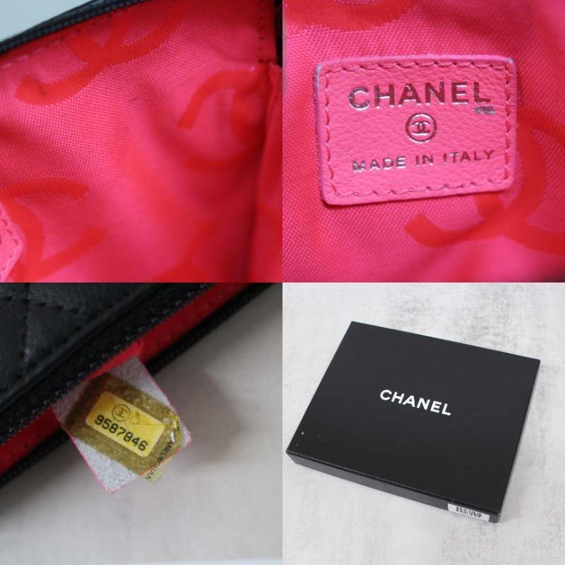 S068)【タグ付き/参考5.2万】CHANEL/シャネル カンボンライン ポーチ