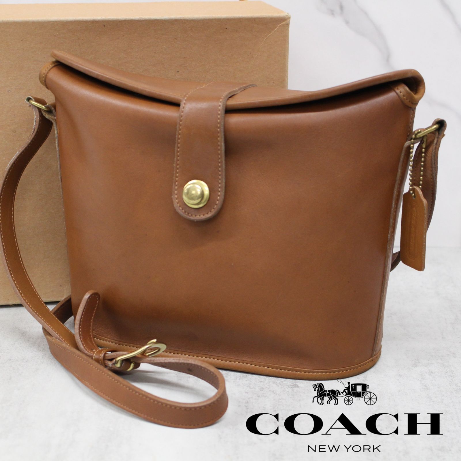 S052)【希少☆】COACH/オールドコーチ ショルダーバッグ ブラウン