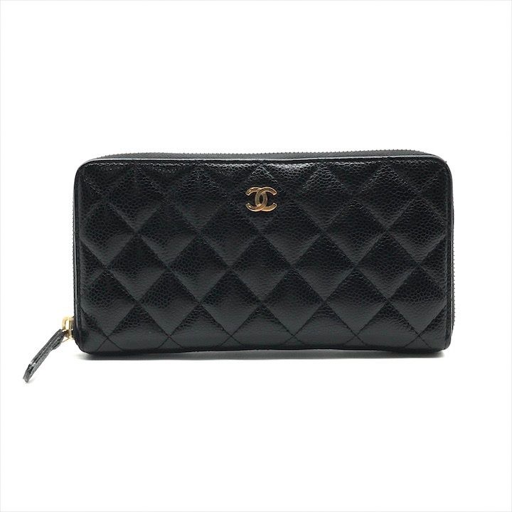 【極美品】CHANEL 長財布　キャビアスキン　黒　ココマーク 良品 CHANEL シャネル ココマーク マトラッセ キャビアスキン