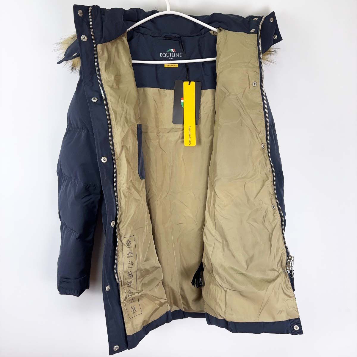 エクイライン Blanch 撥水加工 ジャケット フェイクファーフード S ネイビー Q 10636 レディース 乗馬 馬術