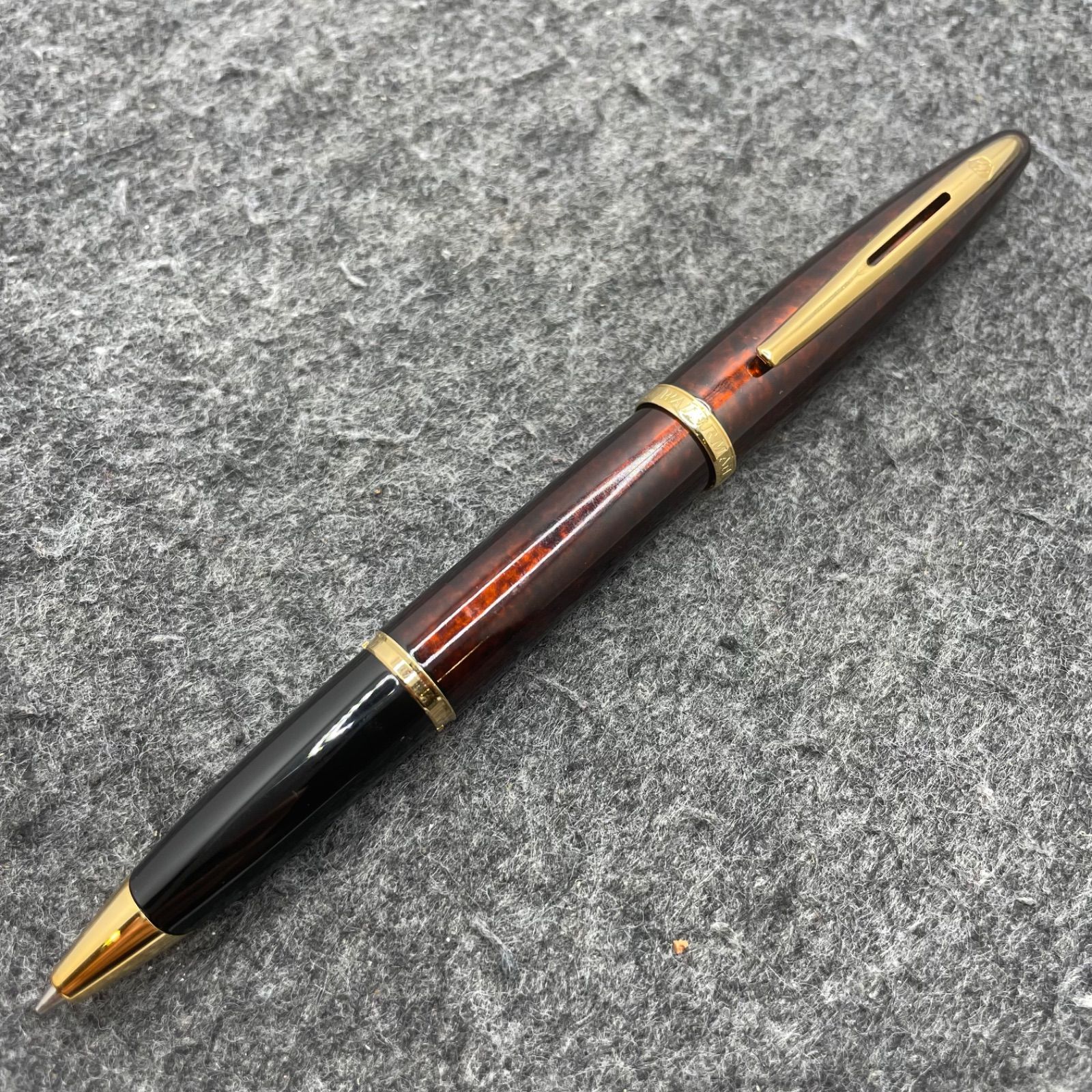 PE1258□WATERMAN ウォーターマン カレン キャップ式 ボールペン レッドブラウン マーブル カラー