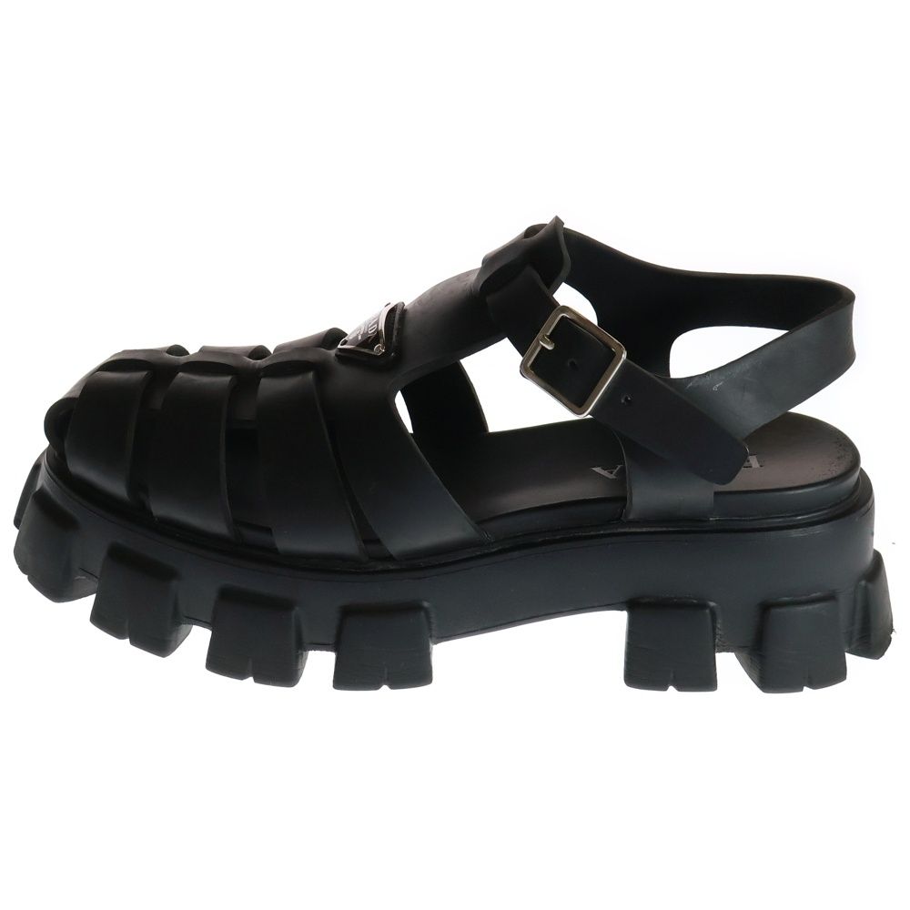 PRADA プラダ モノリス トライアングルロゴプレート ラバー 厚底 グルカサンダル ブラック 2X3083