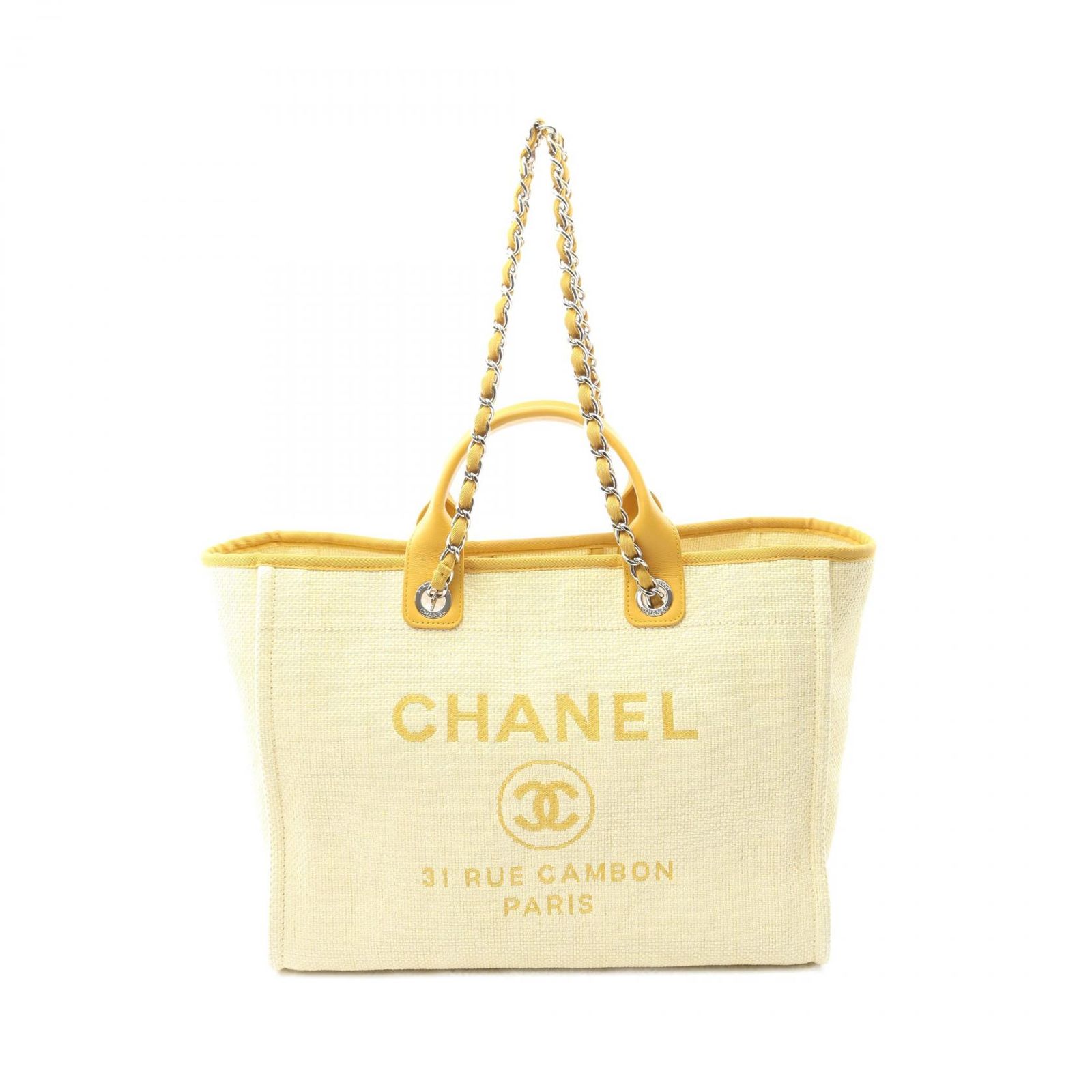 CHANEL イエロー ラウンドバッグ シャネル CHANEL トートバッグ ドーヴィル イエロー レザー