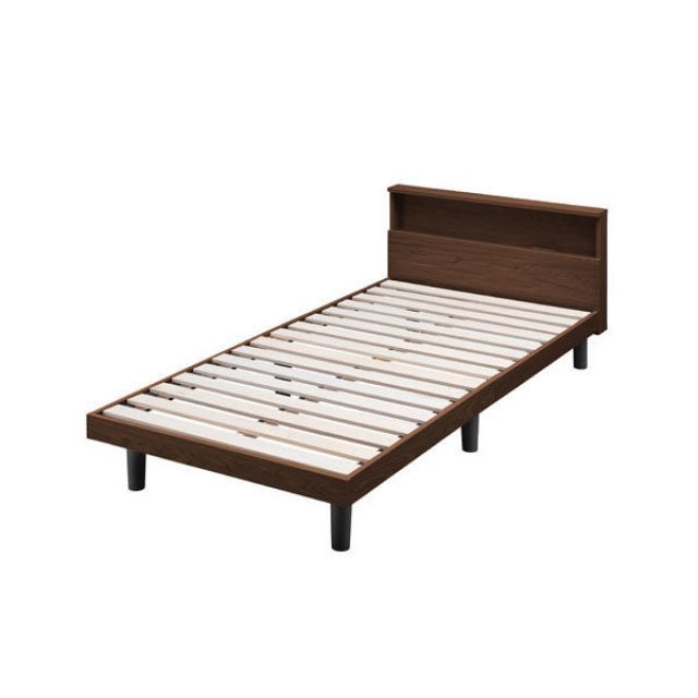 アイリスオーヤマ すのこベッド シングル SNB-Sブラウン 通気性 2口コンセント付 ヘッドボード