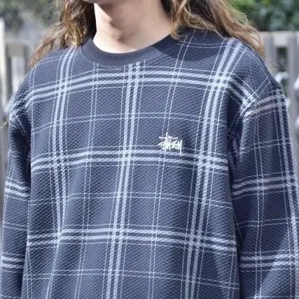 トップス STUSSY DISCHARGED PLAID WAFFLE CREW Stüssy Green Discharged Plaid Waffle T-Shirt Stussy