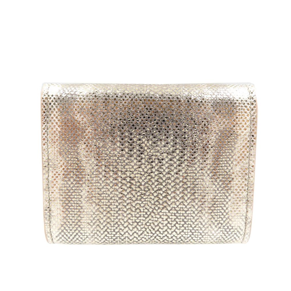 未使用 ブルガリ メタリック カルング ミルキーオパール ブルガリブルガリ 289351 レザー ゴールド金具 三つ折り財布 0011【中古】BVLGARI BVLGARI - 未使用 ブルガリ メタリック カルング ミルキーオパール