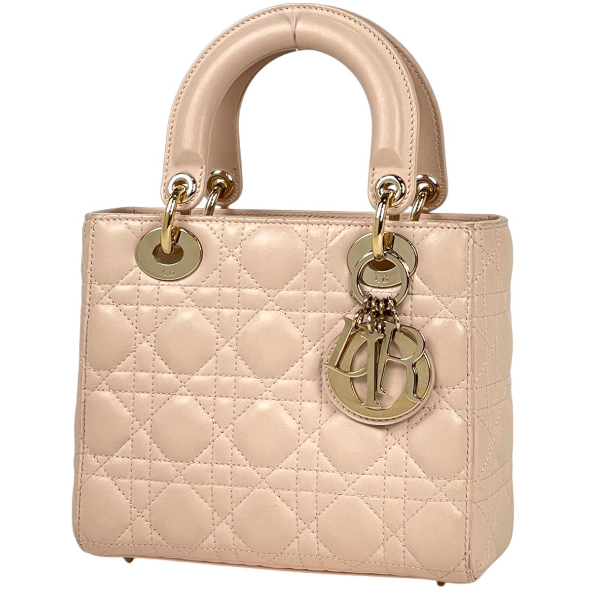 クリスチャンディオール Christian Dior レディディオール My ABCDior バッグ スモール 2WAY ショルダーバッグ チャーム ハンドバッグ レザー ピンクベージュ レディース