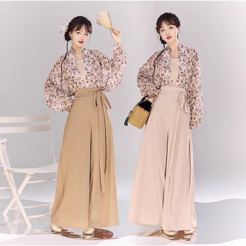 新発売 レディース漢服上下3点セットアップ 普段着 宋朝風漢服