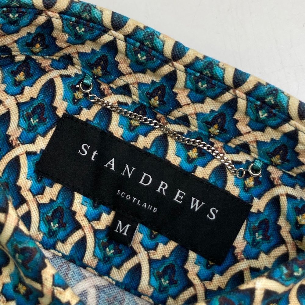 サイズ：M ST ANDREWS セントアンドリュース 半袖ポロシャツ 総柄