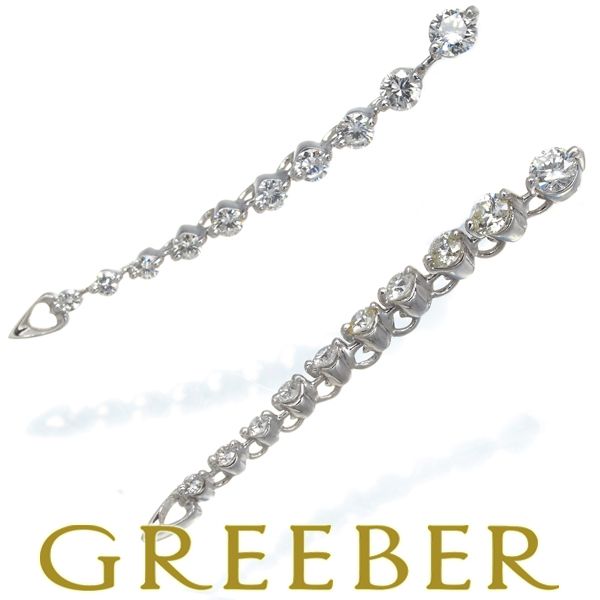 ダイヤ ダイヤモンド 0.70ct 10P ハート 揺れる ピアス Pt900 #168800  