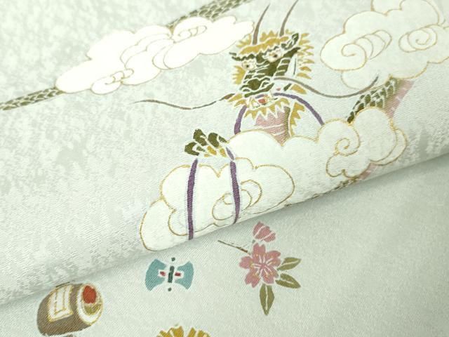 平和屋本店□極上 東京友禅作家 田邊慶昴 九寸名古屋帯 龍 宝尽くし 月  