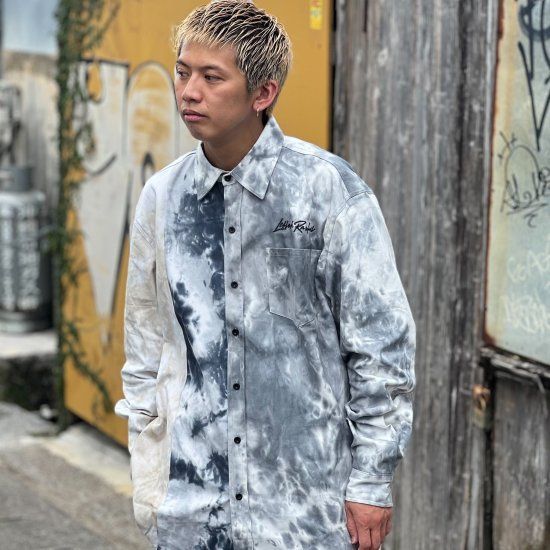 LEFLAH レフラー crazy switched tie-dye shirts（GREY)  長袖 シャツ  SHIRTS タイダイ