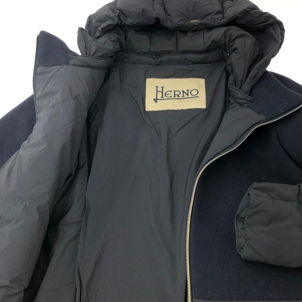 HERNO ヘルノ DIAGONAL WOOL AND NUAGE PARKA 素材切替 ダウンコート