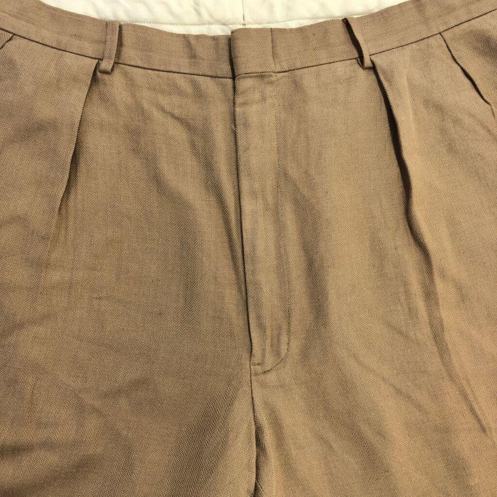 90年代 Polo by Ralph Lauren ポロ ラルフローレン 2タック リネンパンツ 大きいサイズ ライトブラウン(メンズ W40 L32)中古 古着 U5294 90年代 Polo by Ralph Lauren ポロ ラルフローレン 2タック リネン