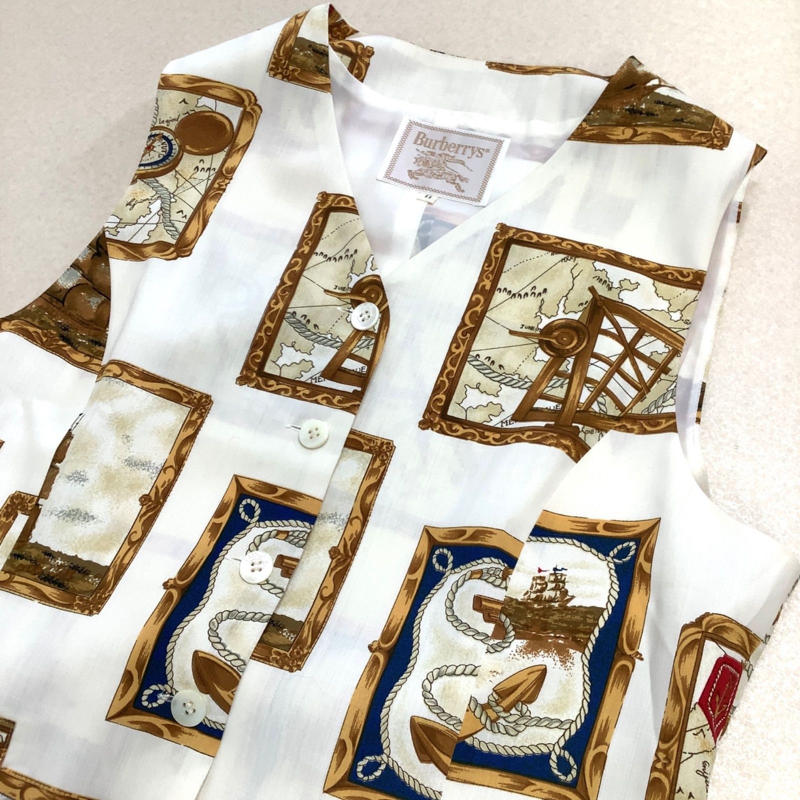 極美品】90s Burberry 総柄 ビンテージスカーフ柄 ベスト 11 L - メルカリ