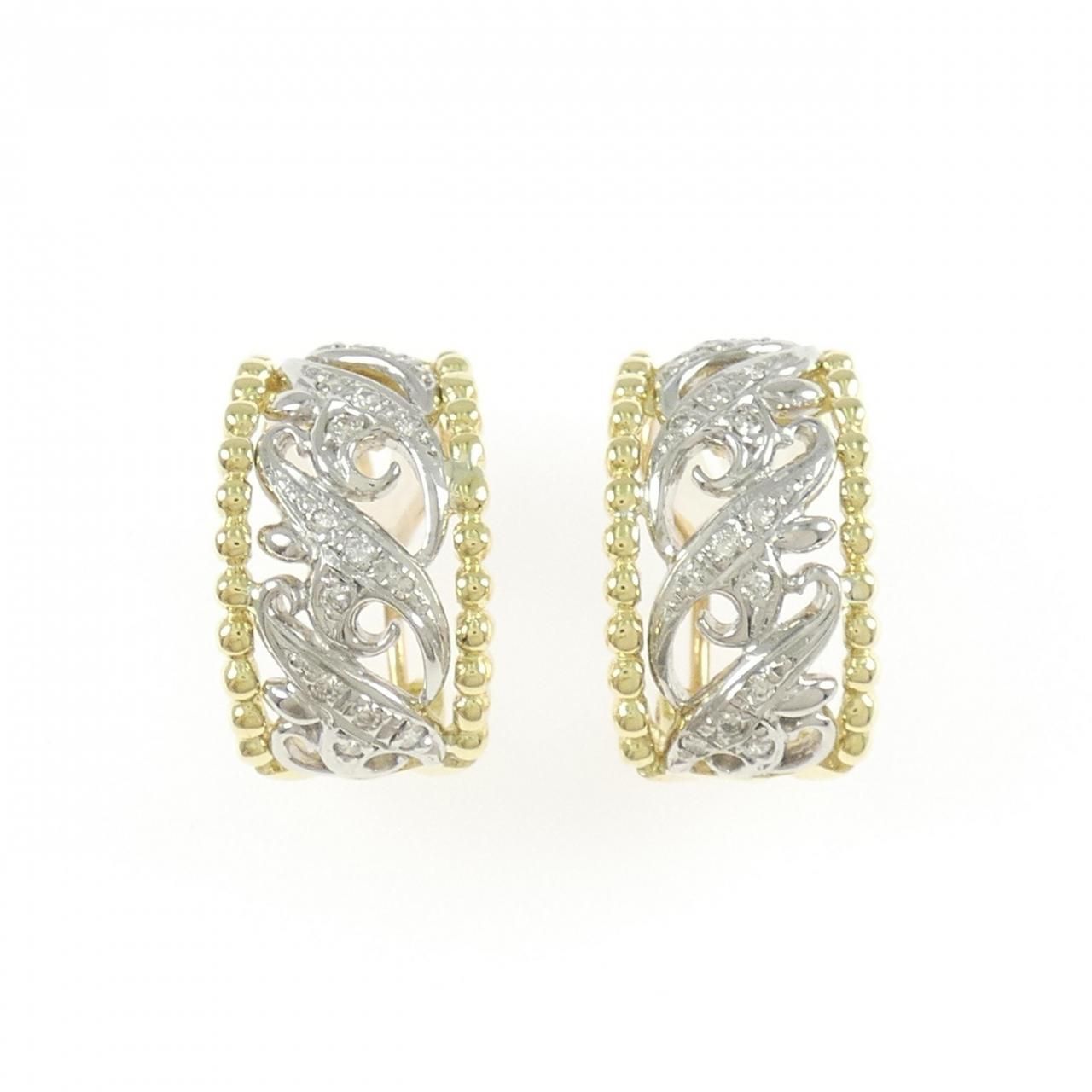 PT900 K18YG ダイヤモンド ピアス イヤリング 0.20CT