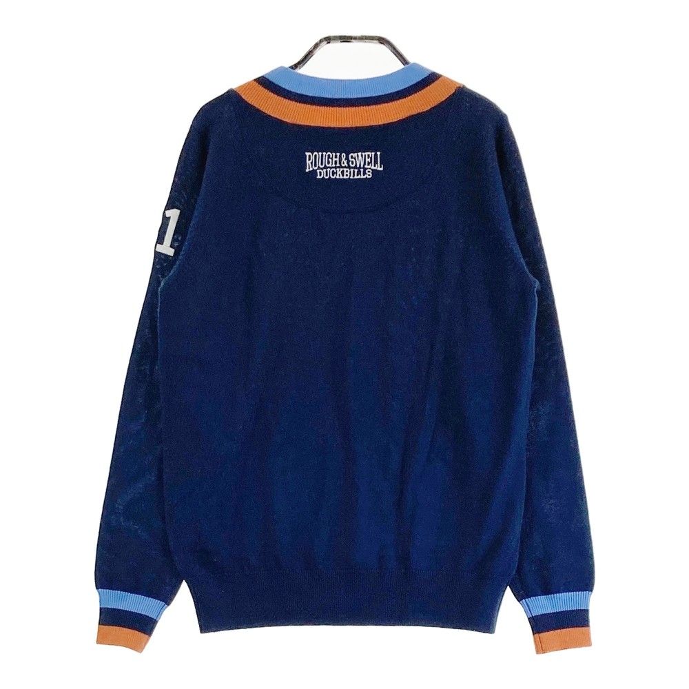 サイズ：S ROUGH&SWELL ラフアンドスウェル Vネックウール混 ニットセーター ネイビー系 [240101460440] ゴルフ