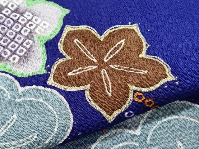 平和屋着物○アンティーク 大正ロマン 豪華振袖 駒刺繍 枝松文 鬼しぼ