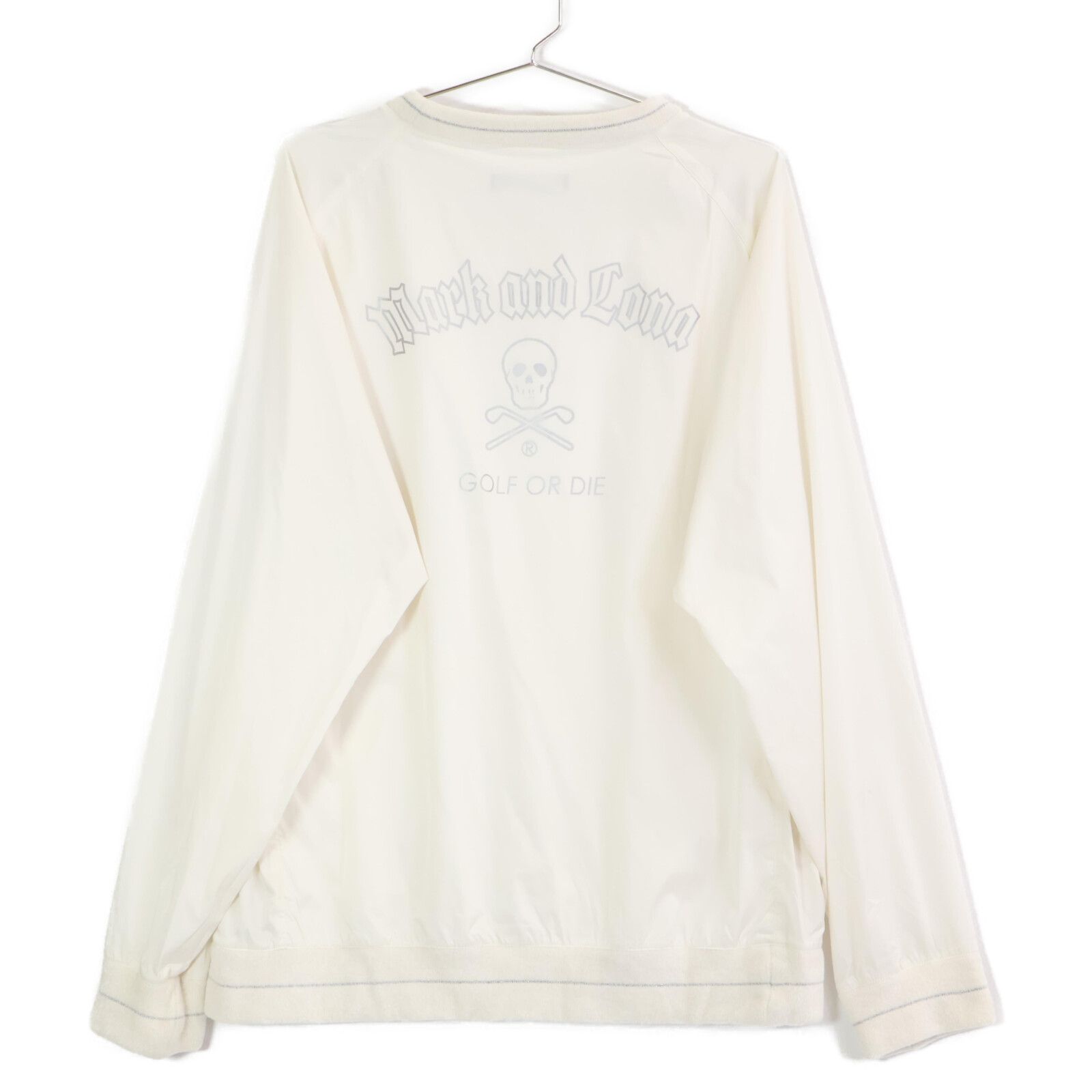 MARK&LONA マークアンドロナ モックネッTシャツ 長袖 ロゴプリント 白 MARK&LONA tシャツ Ever Technical Mock Neck Shirt | MEN