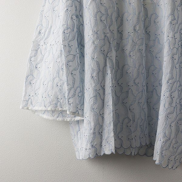 2020SS mina perhonen ミナペルホネン wave bird 総柄 刺繍 コットン プルオーバーブラウス 36 トリ tori【2400013439794】 2020SS mina perhonen ミナペルホネン wave bird 総柄 刺繍 コットン