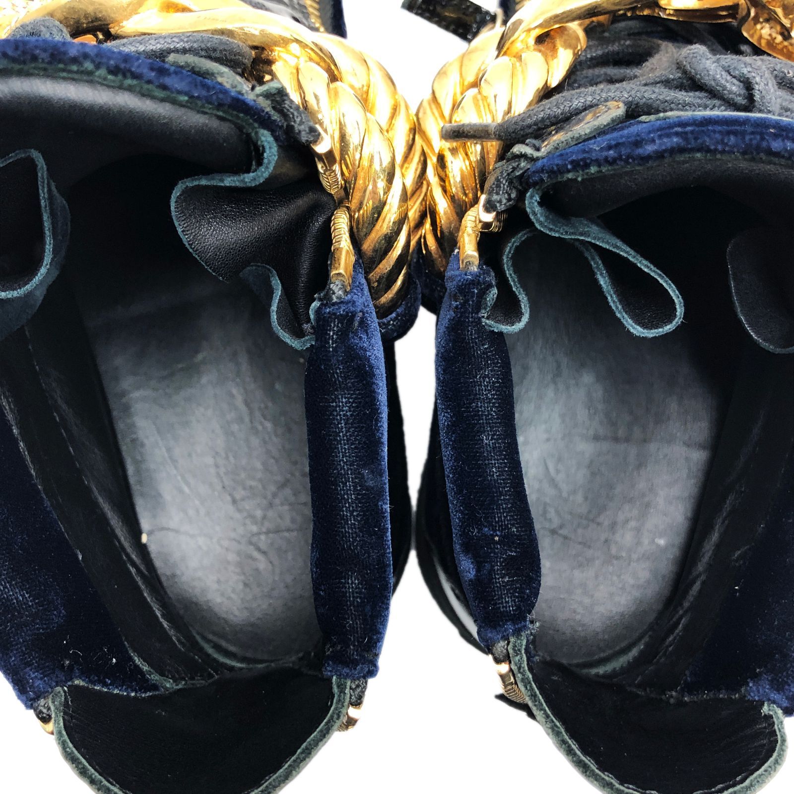 GIUSEPPE ZANOTTI ジュゼッペザノッティ Gold Chain Strap Zip High Cut Sneakers ゴールドチェーン ストラップ  ジップ ハイカット スニーカー ブラック×ゴールド - メルカリ