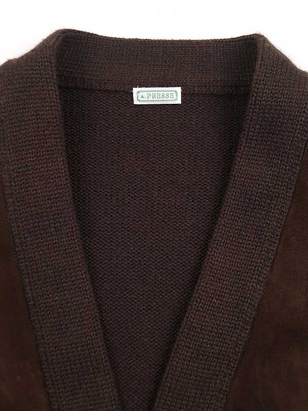A.PRESSE ア プレッセ 23SS Cashmere Leather Combination Cardigan 