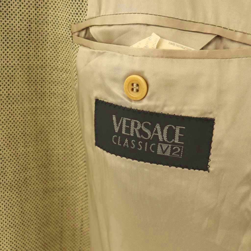  ヴェルサーチ ヴェルサーチェ VERSACE CLASSIC V 2 ヴィンテージジャケット テーラードジャケット 背抜き ウール 54 イエローベージュ DO GY 53 その他 トップス