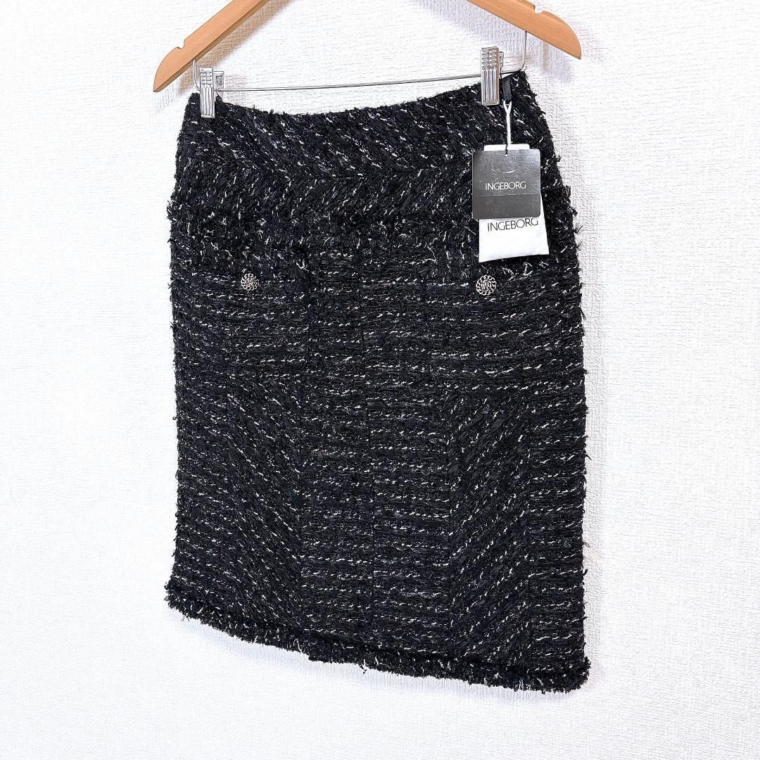 INGEBORG ツイードスカート 4 ブラック GULLKHAN_COM