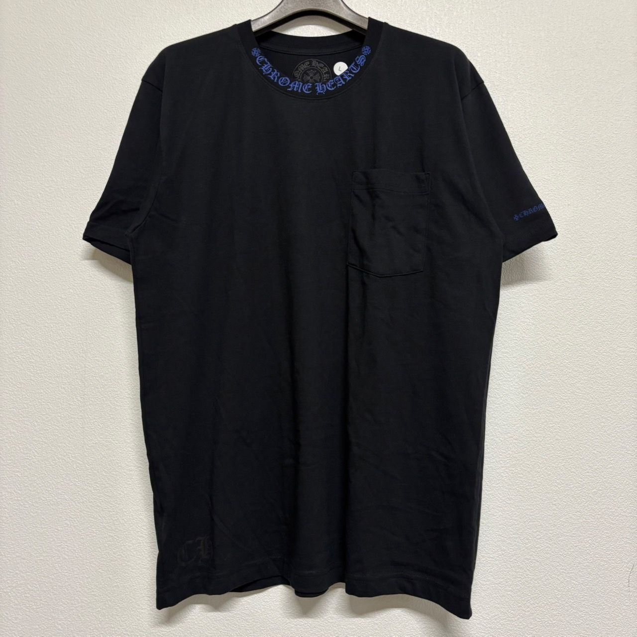 Chrome Hearts ネックロゴTシャツ XLサイズ ブラック×ブルー XL】【極美品】 CHROME HEARTS Neck Logo クロムハーツ