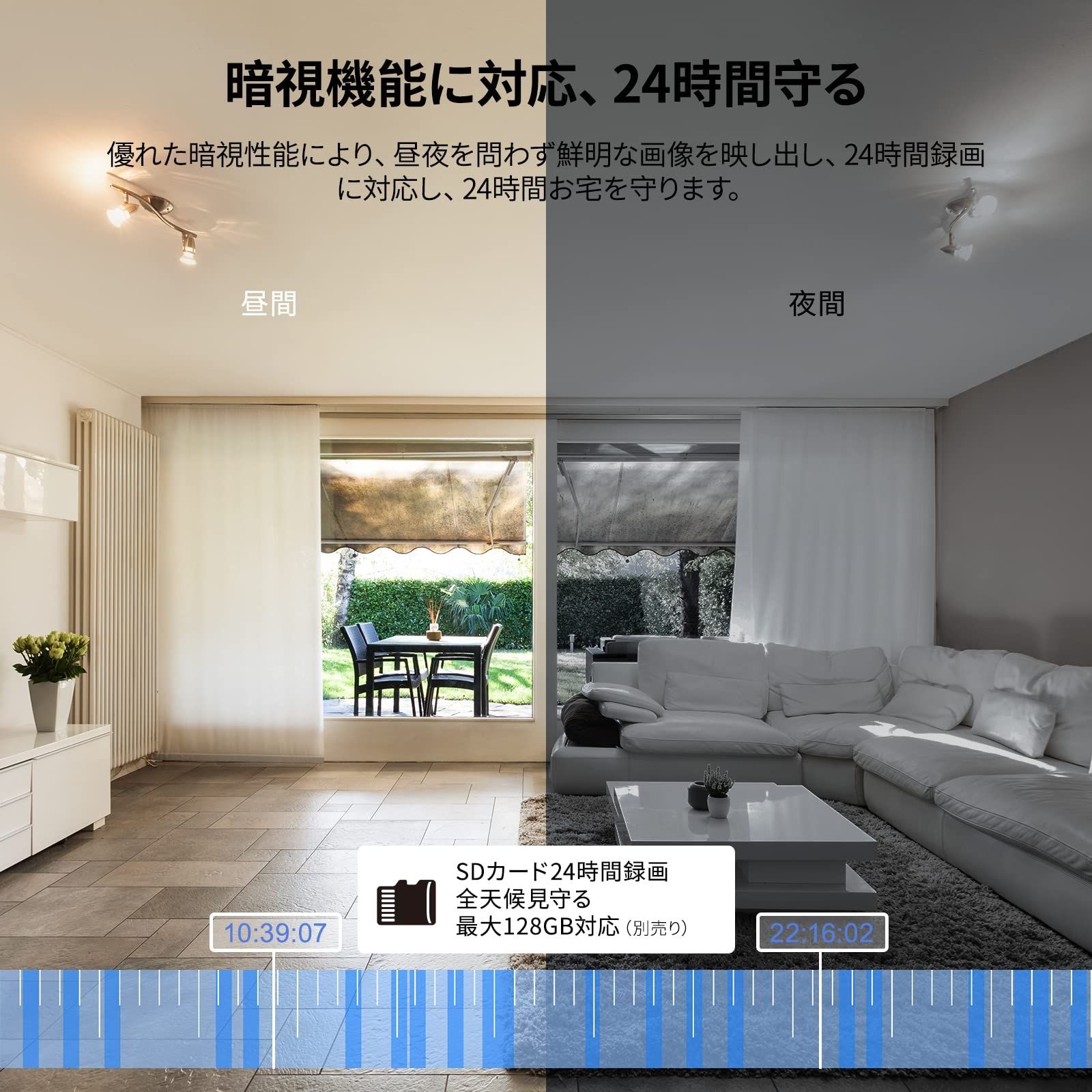 昼夜問わず鮮明に高画質録画❣双方向音声対応＆動体検知機能搭載