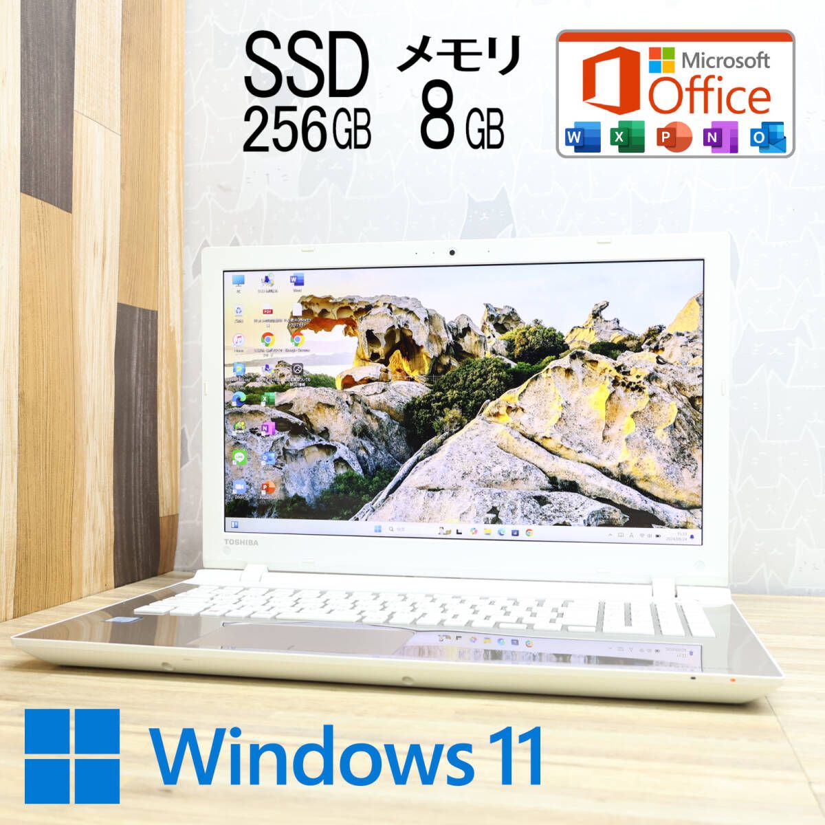 完動品 開けばキレイ 高性能6世代i3！SSD256GB メモリ8GBT55/VG Core i3-6100U Webカメラ Win11 MS Office2019 Homeu0026BusinessP79078