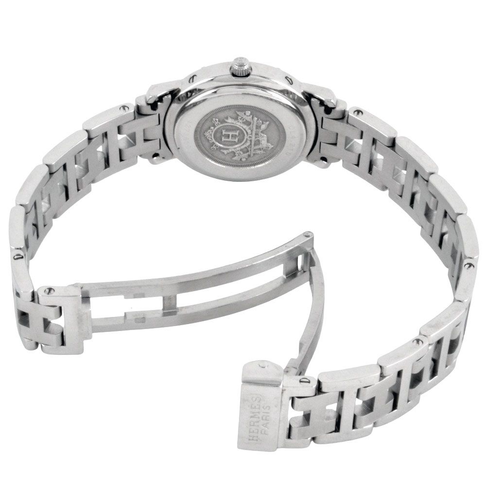 エルメス HERMES CL4.210 クリッパー ナクレ デイト 腕時計 ネイビー  