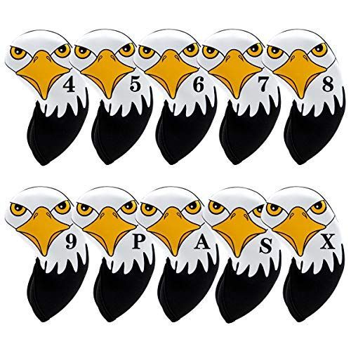 Eagle(10pcs) ゴルフアイアンカバー，ゴルフアイアンヘッドカバー セット ゴルフヘッドカバー アイアン用 ネオプレン素材 ゴルフアイアン用ヘッドカバー カラフル番手付きアイアンヘッドカバ