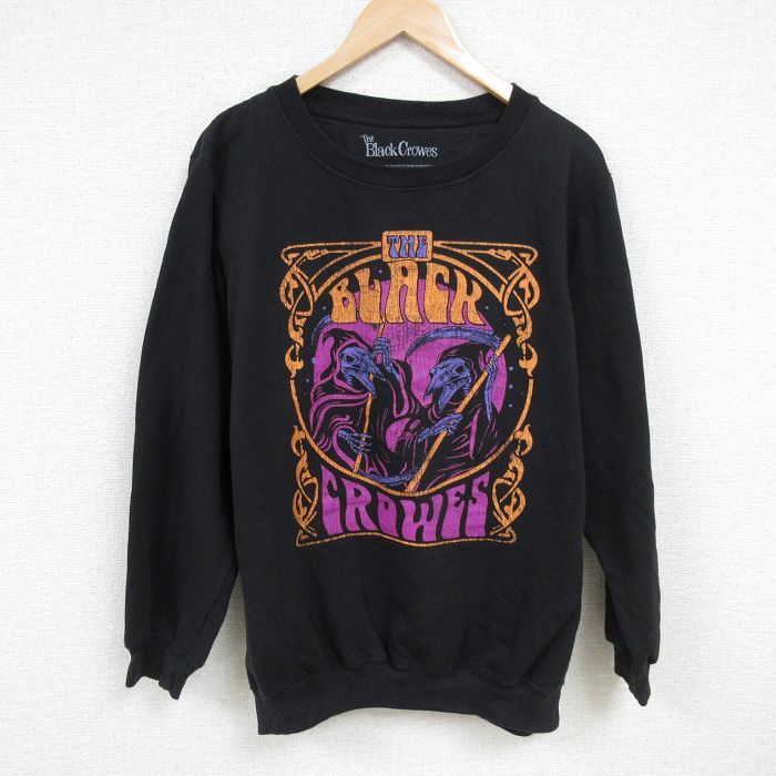 XL/古着 長袖 ロック バンド スウェット メンズ The Black Crowes 大きいサイズ クルーネック 黒 ブラック 24nov22 中古 スエット トレーナ