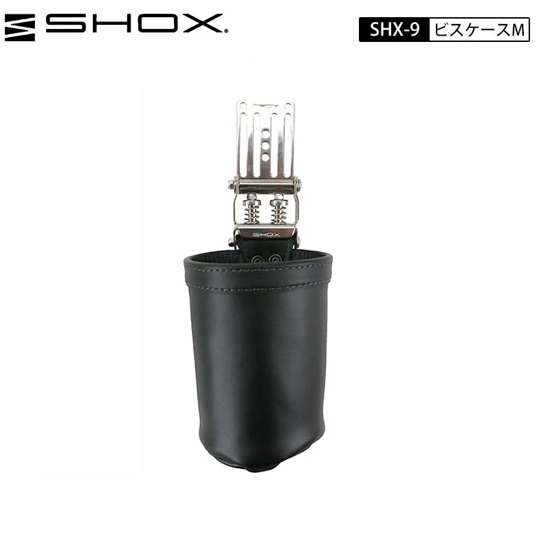 藤原産業 SHOX SHX-9 連結 ベルトループ プレート付 牛本革 ビスケース M ビス入れ 工具差し ステンレス ホルダー付
