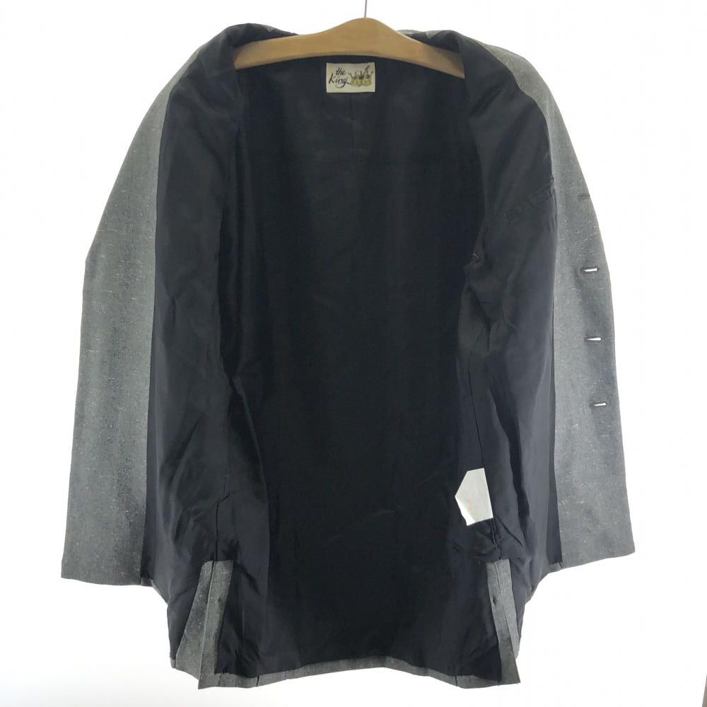 中古】THE KING かすり柄 3Bハーフコート サイズLL グレー ザ・キング 