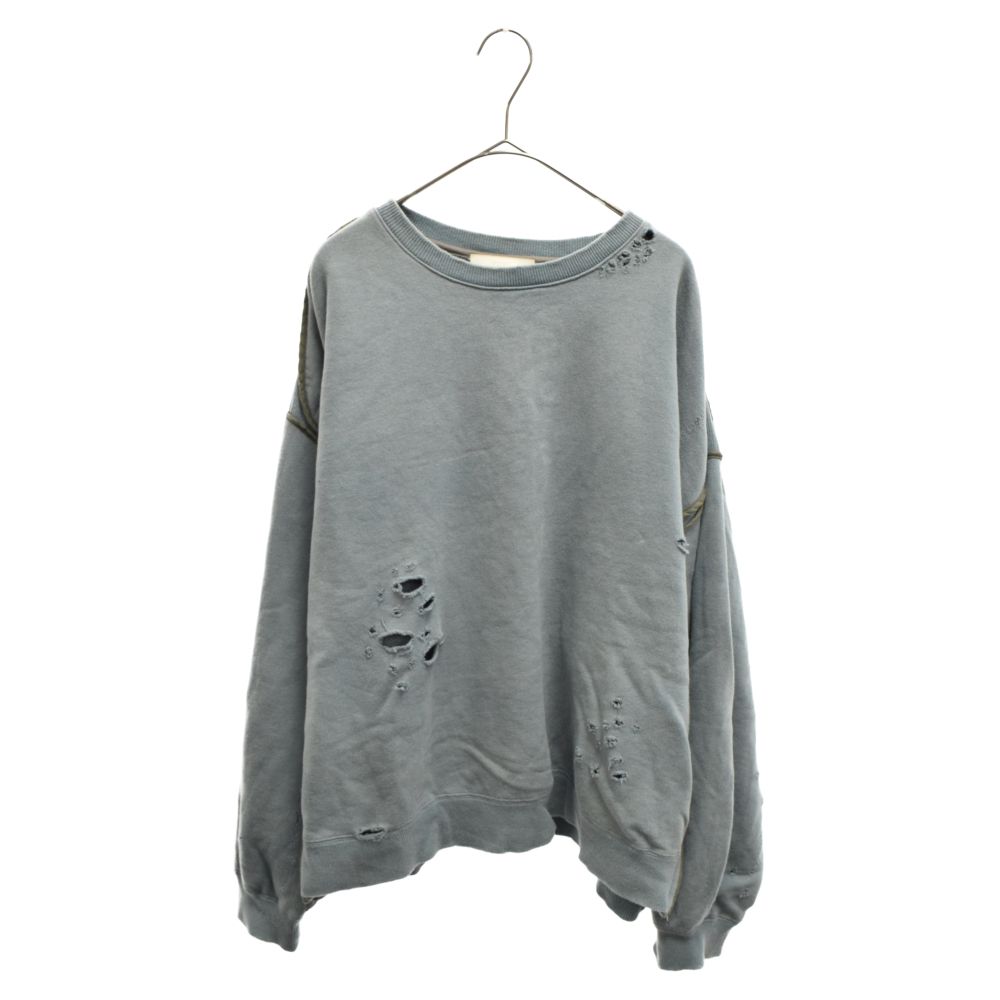 YOKE (ヨーク) 20AW OVERSIZED PIPING DAMAGE SWEAT オーバーサイズ パイピング ダメージスウェットトレーナー  ライトブルー YK20AW0236CS